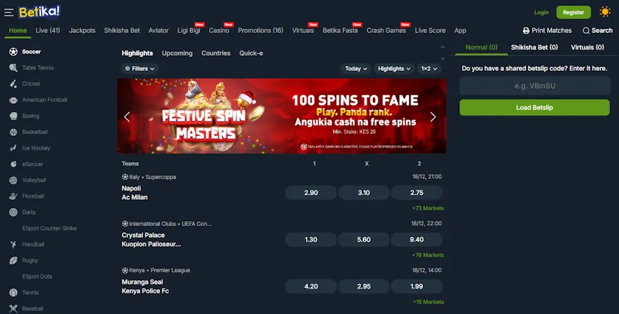 Betika Sportsbook and Casino Screenshot